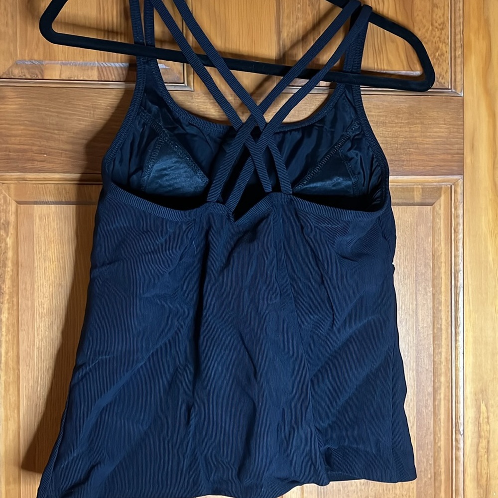 Lands’ End Women’s Tankini Size 14 Black With White Trim On Top - Picture 4 of 9